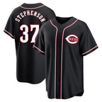 Silnrao C.Reds #37 Tyler Stephenson Player Black Fashion Out Home Game Stitched Jerseys