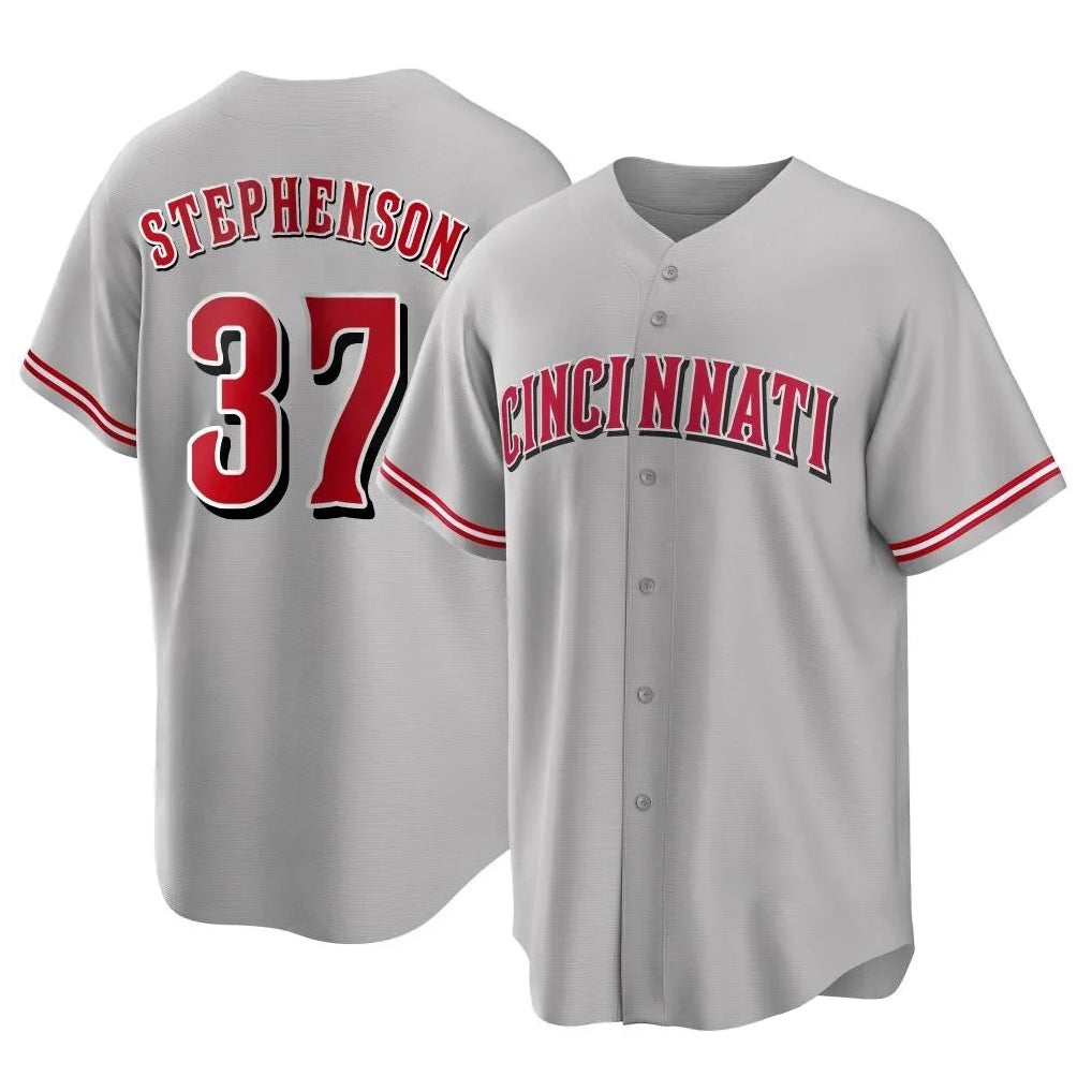 Silnrao C.Reds #37 Tyler Stephenson Player Gray Home Game Stitched Jerseys