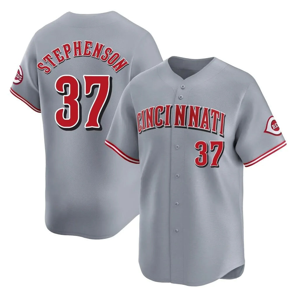 Silnrao C.Reds #37 Tyler Stephenson Player Gray Home Limited Stitched Jerseys