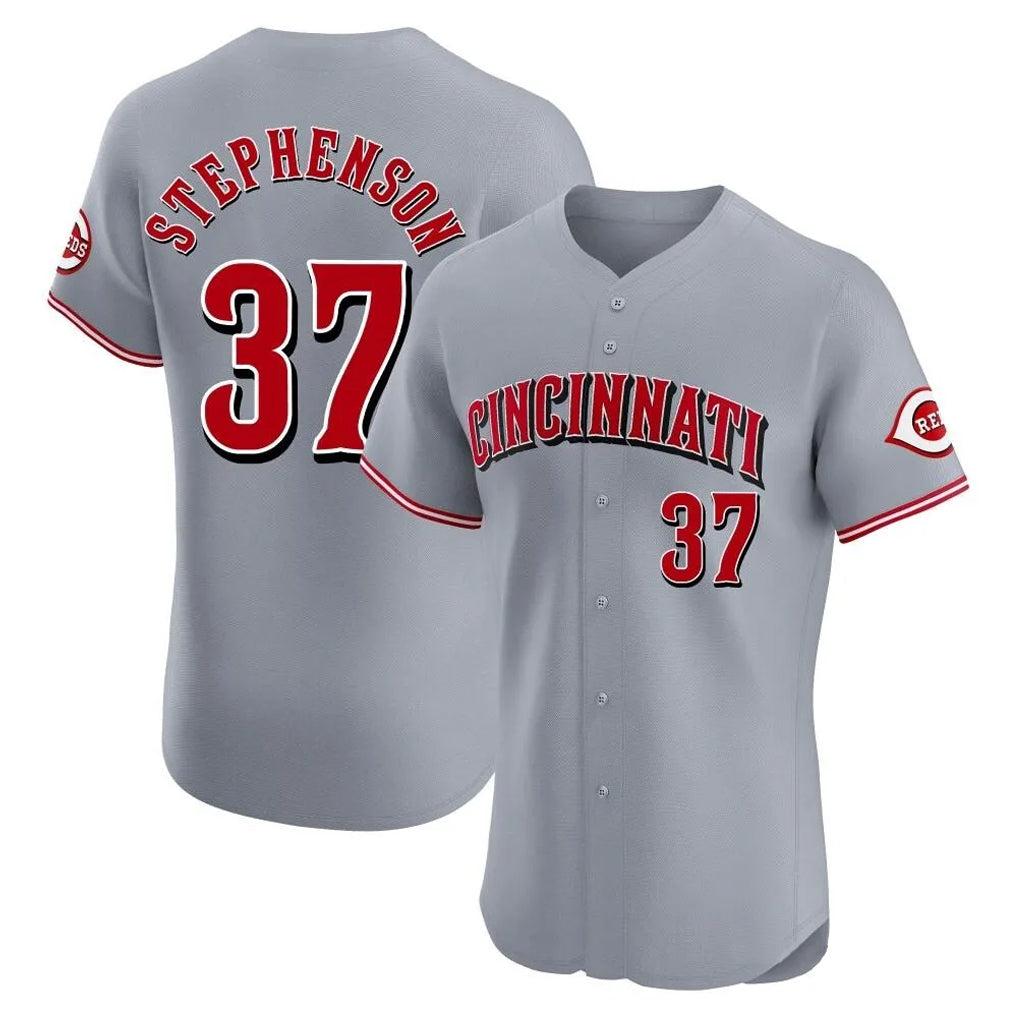 Silnrao C.Reds #37 Tyler Stephenson Player Gray Limited Elite Home Stitched Jerseys