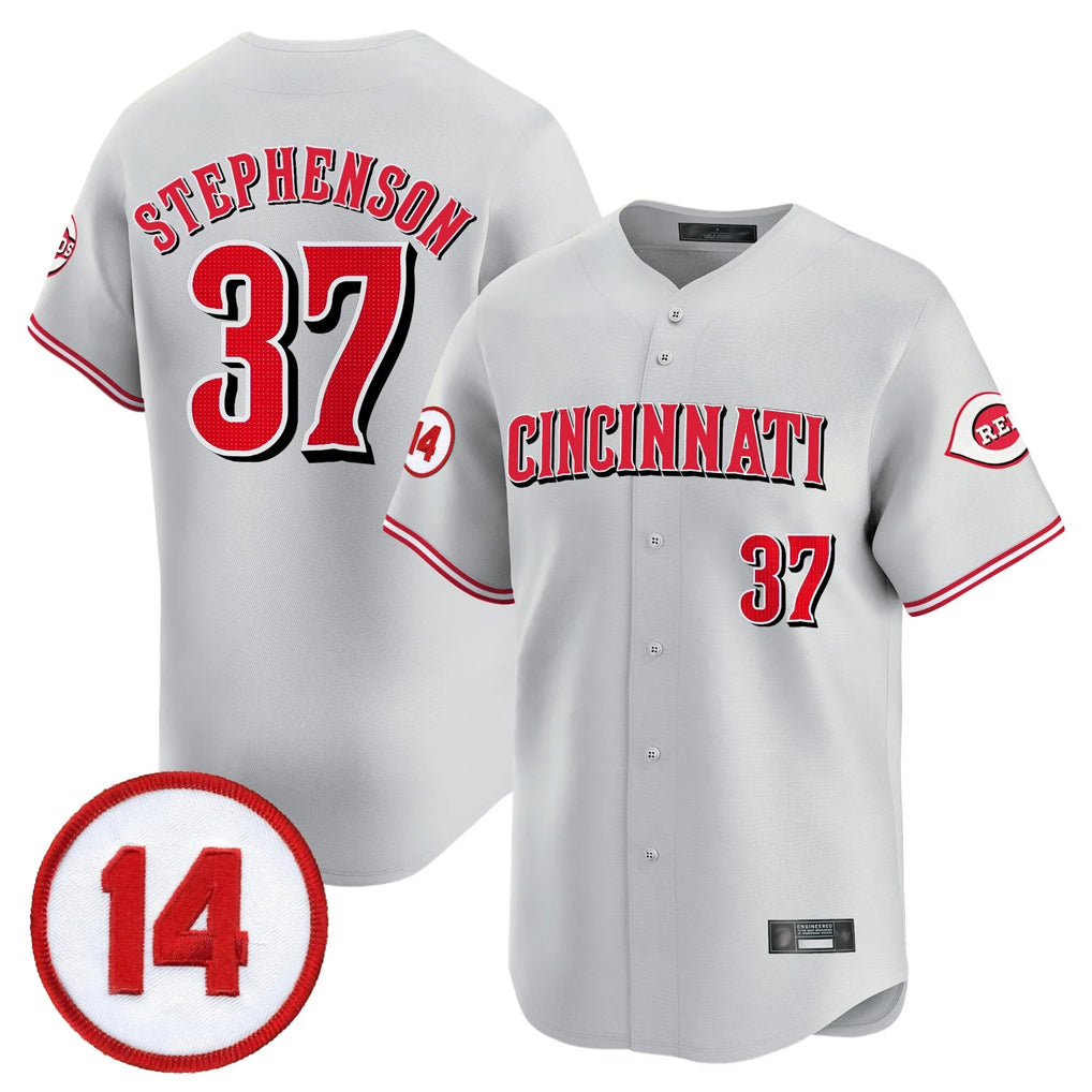 Silnrao C.Reds #37 Tyler Stephenson Player Gray Vapor Premier Limited Home Stitched Jerseys
