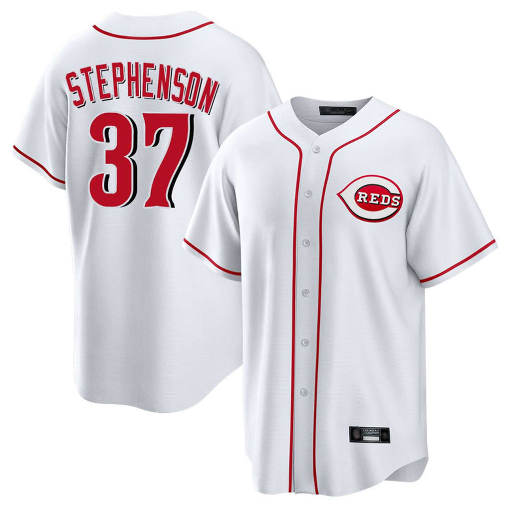 Silnrao C.Reds #37 Tyler Stephenson Player White Game Home Stitched Jerseys