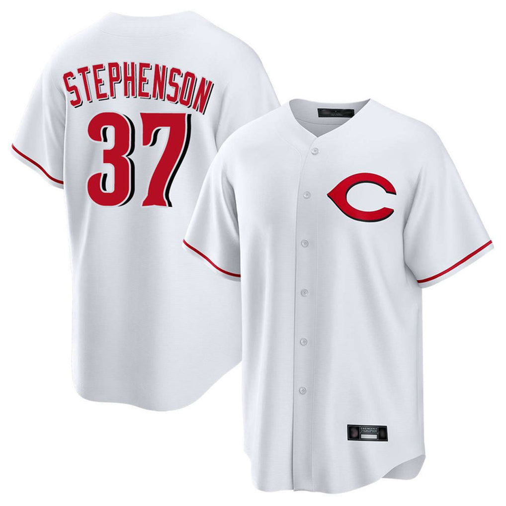 Silnrao C.Reds #37 Tyler Stephenson Player White Home Game Stitched Jerseys