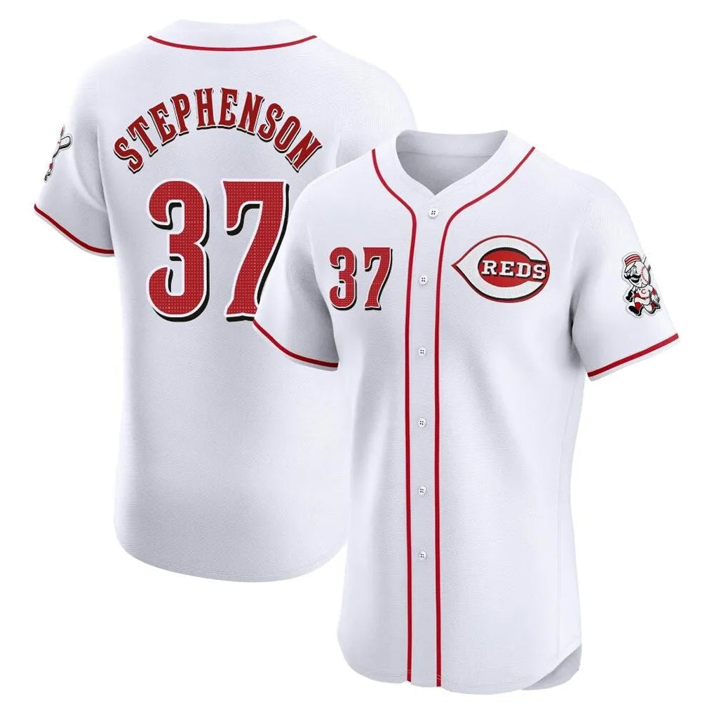 Silnrao C.Reds #37 Tyler Stephenson Player White Limited Elite Home Stitched Jerseys
