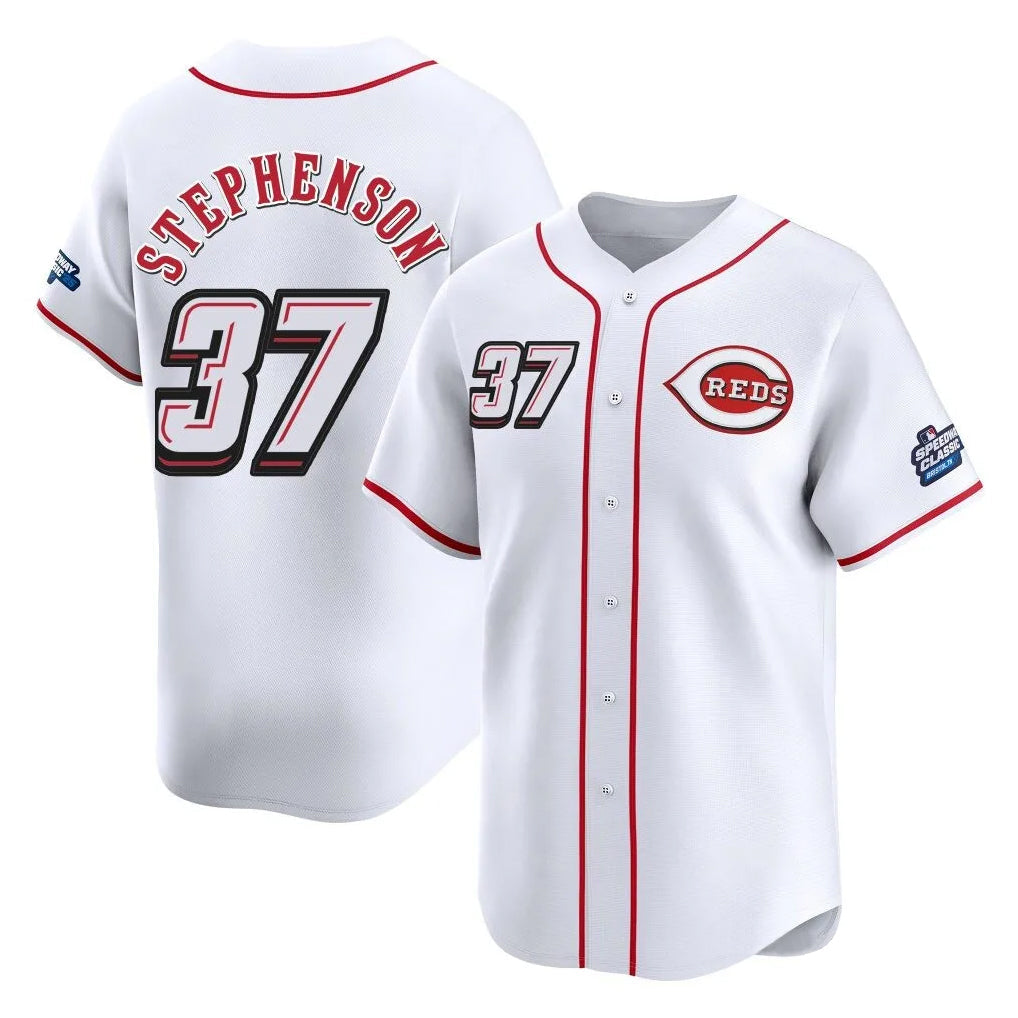Silnrao C.Reds #37 Tyler Stephenson Player White Speedway Classic Home Limited Stitched Jerseys