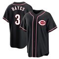 Silnrao C.Reds #3 Ke'Bryan Hayes Player Black Fashion Out Home Game Stitched Jerseys