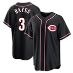 Silnrao C.Reds #3 Ke'Bryan Hayes Player Black Fashion Out Home Game Stitched Jerseys