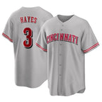 Silnrao C.Reds #3 Ke'Bryan Hayes Player Gray Home Game Stitched Jerseys