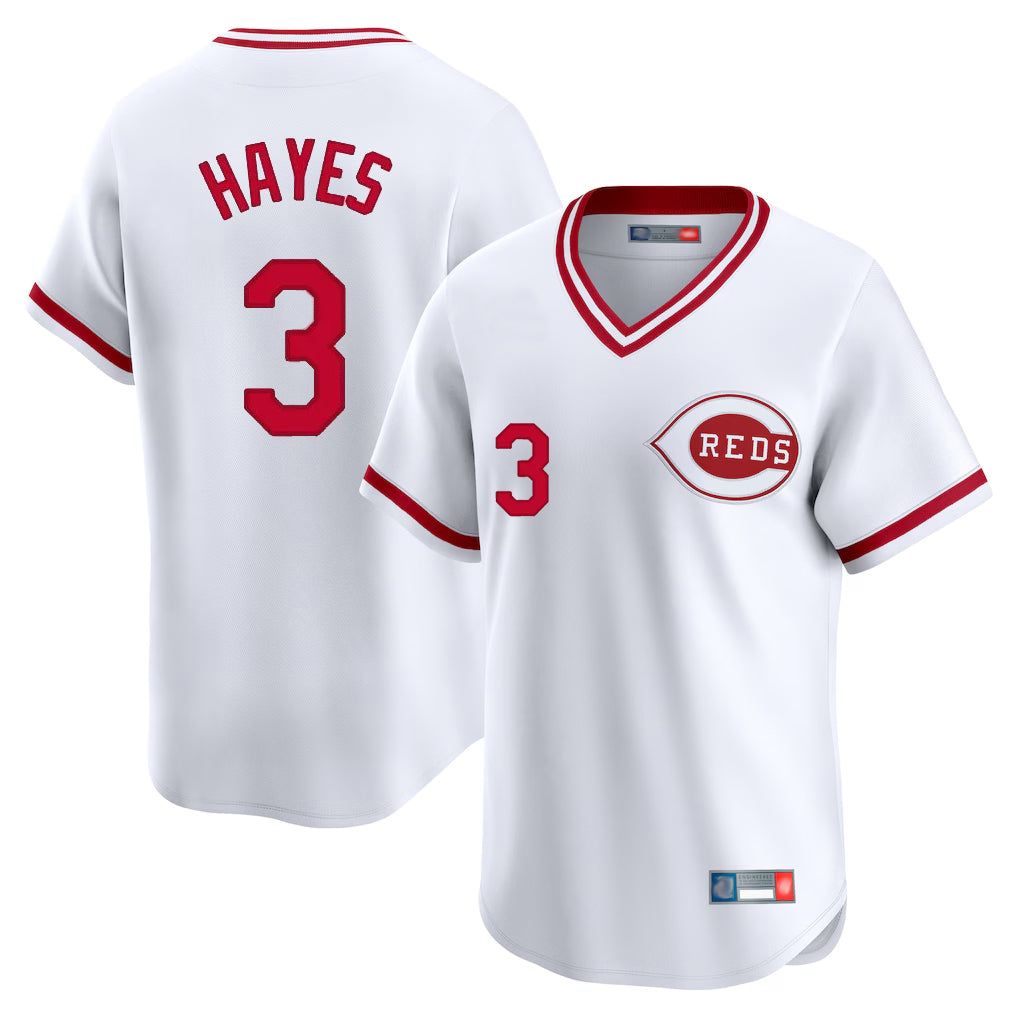 Silnrao C.Reds #3 Ke'Bryan Hayes Player White Cooperstown Collection Limited T-shirt Home Stitched Jerseys