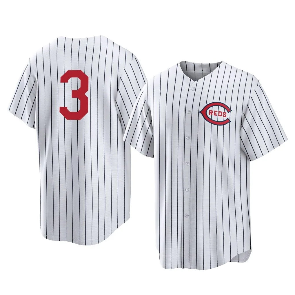 Silnrao C.Reds #3 Ke'Bryan Hayes Player White Stripe Field of Dreams Game Home Stitched Jerseys