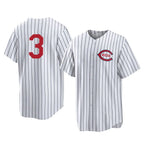 Silnrao C.Reds #3 Ke'Bryan Hayes Player White Stripe Field of Dreams Game Home Stitched Jerseys