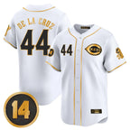 Silnrao C.Reds #44 Elly De La Cruz Player White-Gold Vapor Premier Limited Home Stitched Jerseys