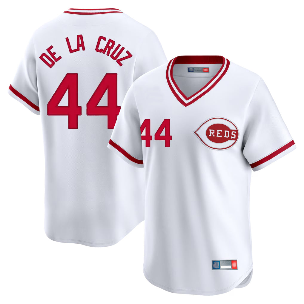 Silnrao C.Reds #44 Elly De La Cruz Player White Cooperstown Collection Limited T-shirt Home Stitched Jerseys