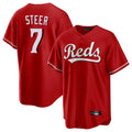 Silnrao C.Reds #7 Spencer Steer Player Red Home Game Stitched Jerseys