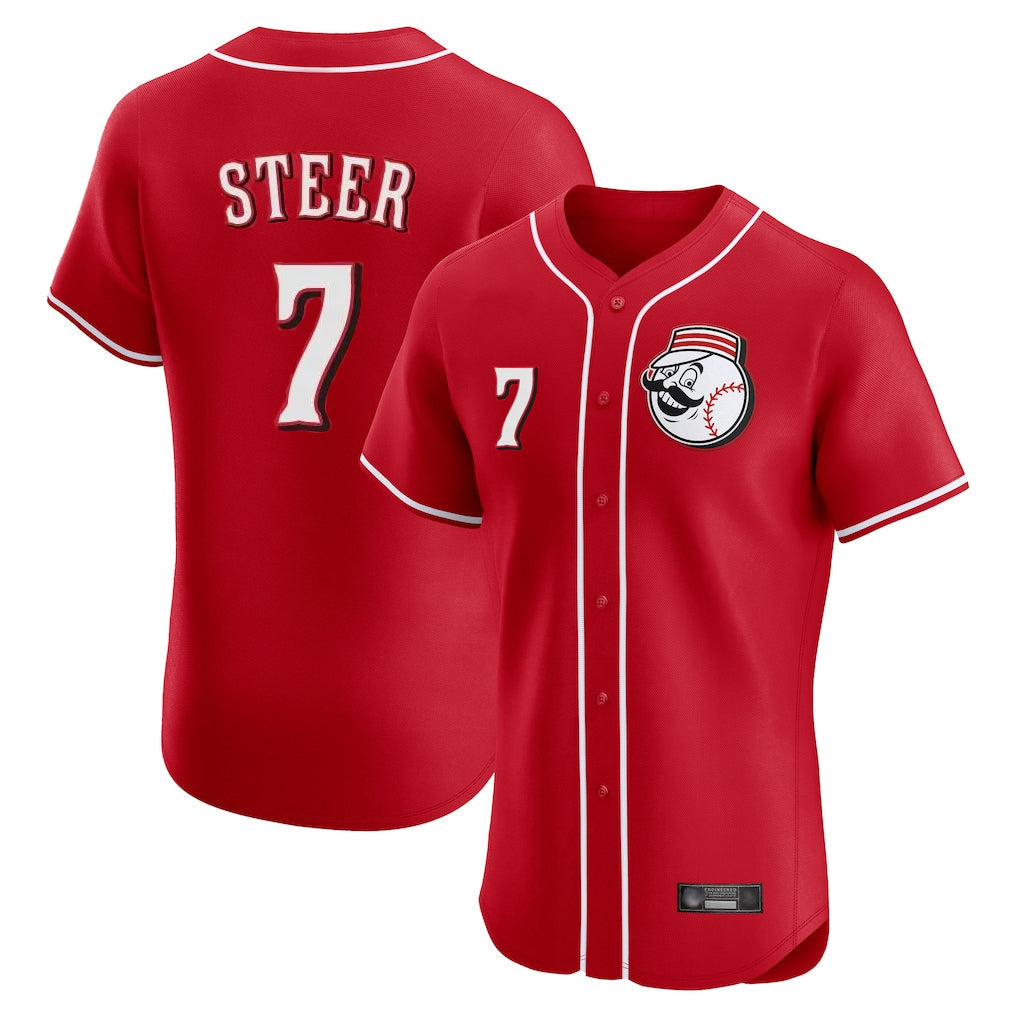 Silnrao C.Reds #7 Spencer Steer Player Red Limited Elite Home Game Stitched Jerseys