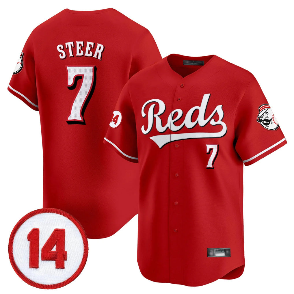 Silnrao C.Reds #7 Spencer Steer Player Red Vapor Premier Limited Home Stitched Jerseys