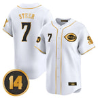 Silnrao C.Reds #7 Spencer Steer Player White-Gold Vapor Premier Limited Home Stitched Jerseys