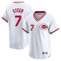 Silnrao C.Reds #7 Spencer Steer Player White Cooperstown Collection Limited T-shirt Home Stitched Jerseys