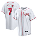 Silnrao C.Reds #7 Spencer Steer Player White Game Home Stitched Jerseys
