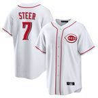 Silnrao C.Reds #7 Spencer Steer Player White Game Home Stitched Jerseys