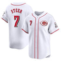 Silnrao C.Reds #7 Spencer Steer Player White Home Limited Stitched Jerseys