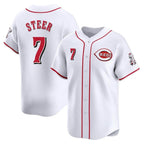 Silnrao C.Reds #7 Spencer Steer Player White Home Limited Stitched Jerseys