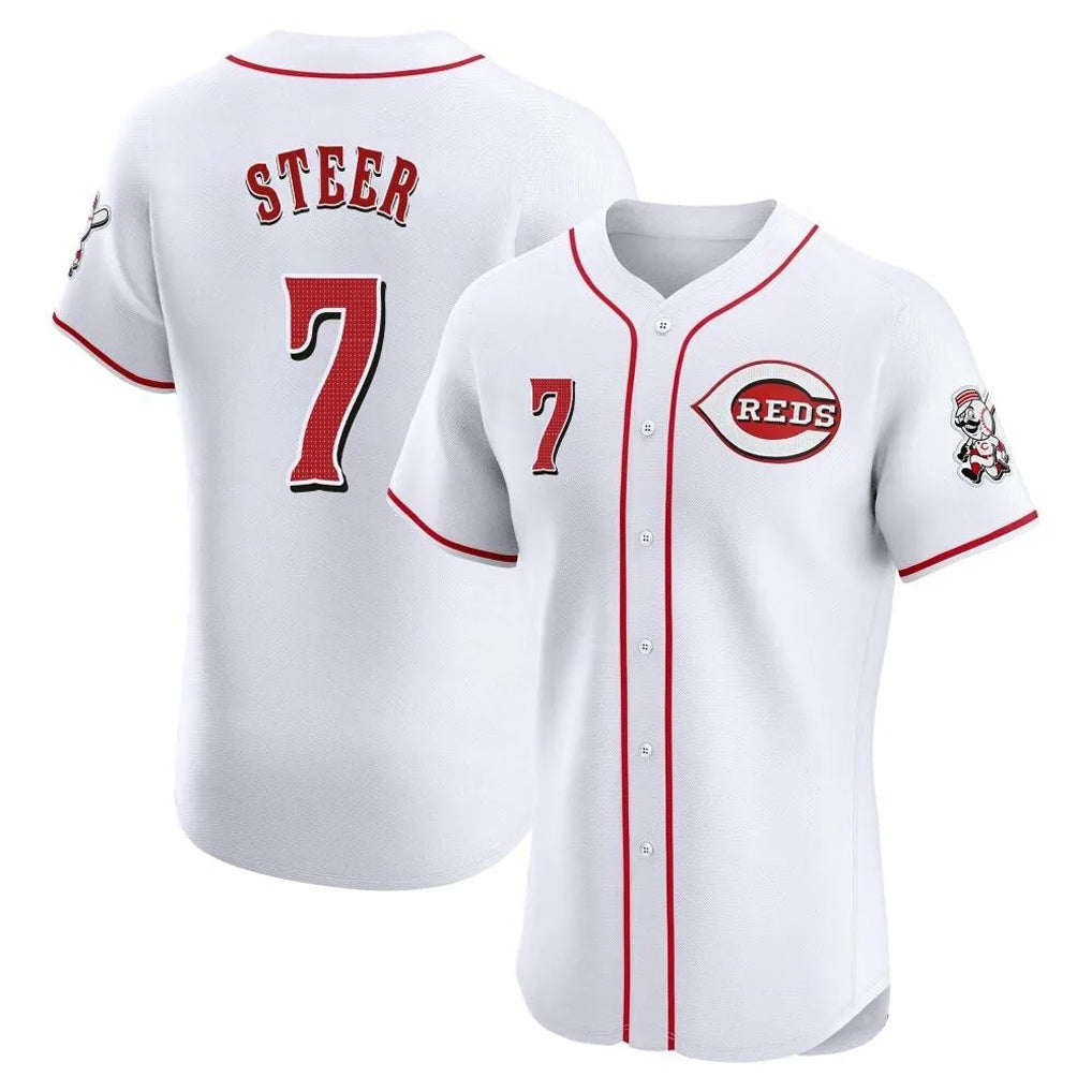 Silnrao C.Reds #7 Spencer Steer Player White Limited Elite Home Stitched Jerseys