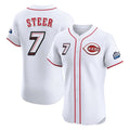 Silnrao C.Reds #7 Spencer Steer Player White Speedway Classic Limited Elite Home Stitched Jerseys
