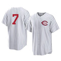 Silnrao C.Reds #7 Spencer Steer Player White Stripe Field of Dreams Game Home Stitched Jerseys