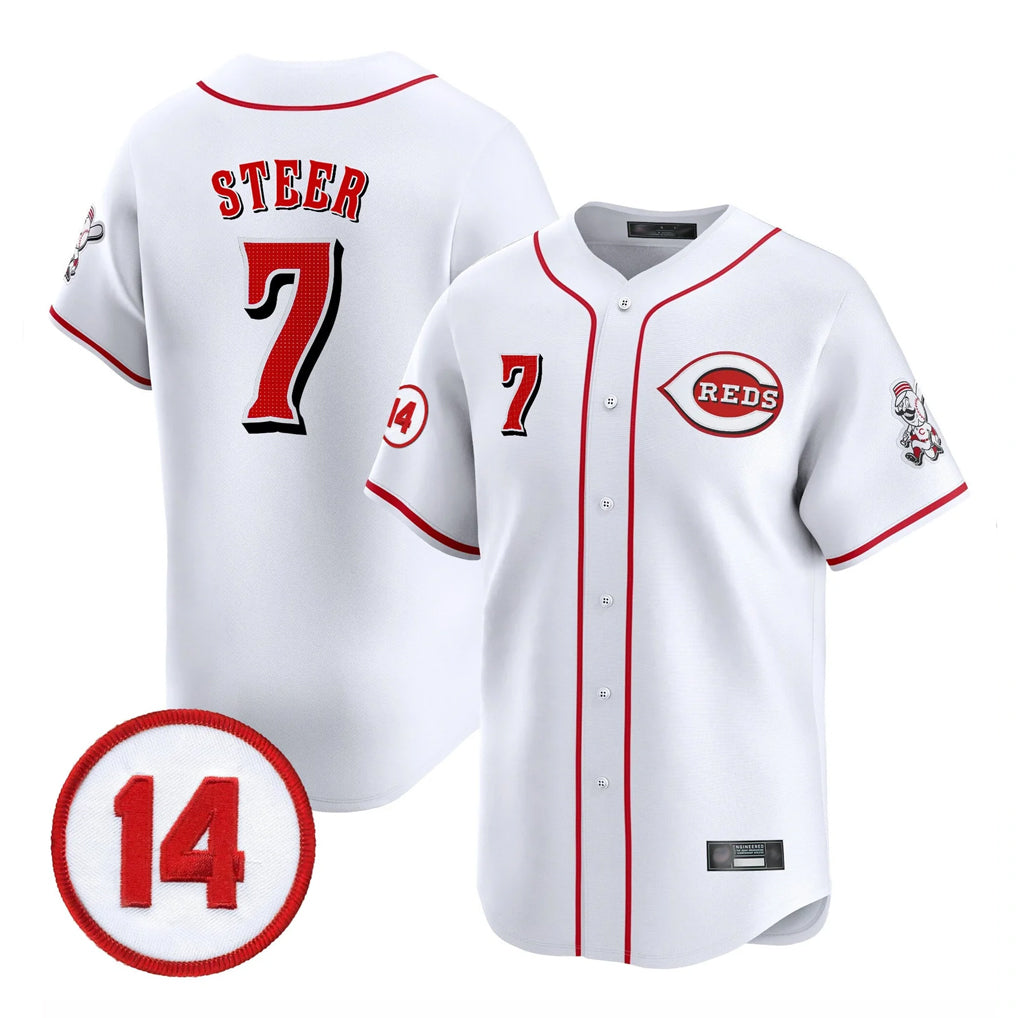 Silnrao C.Reds #7 Spencer Steer Player White Vapor Premier Limited Home Stitched Jerseys