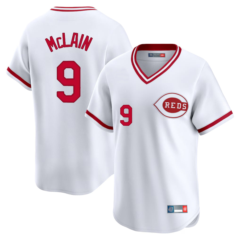 Silnrao C.Reds #9 Matt McLain Player White Cooperstown Collection Limited T-shirt Home Stitched Jerseys
