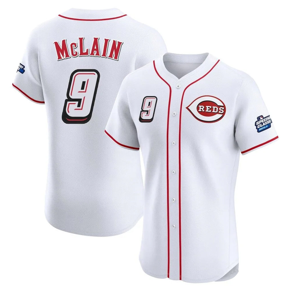 Silnrao C.Reds #9 Matt McLain Player White Speedway Classic Limited Elite Home Stitched Jerseys