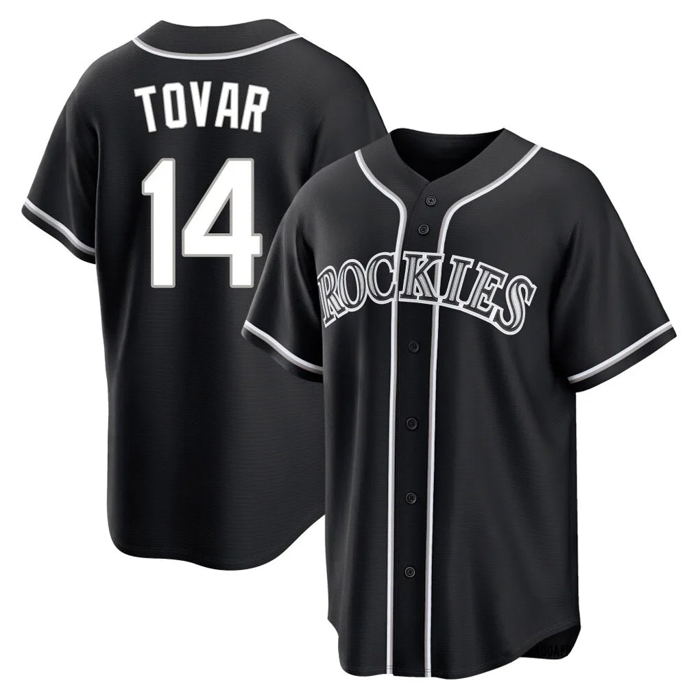 Silnrao  C.Rockies  #14 Ezequiel Tovar Player Black Fashion Out Home Game Stitched Jerseys