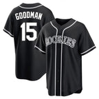 Silnrao C.Rockies #15 Hunter Goodman Player Black Fashion Out Home Game Stitched Jerseys