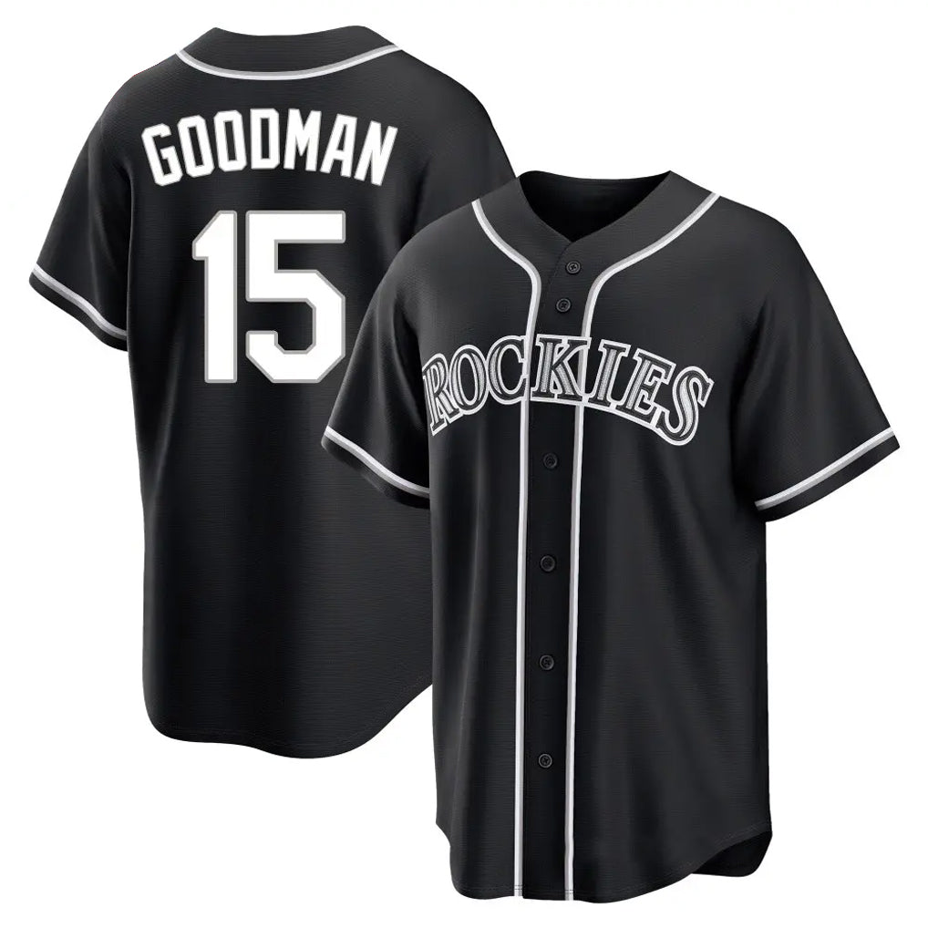 Silnrao C.Rockies #15 Hunter Goodman Player Black Fashion Out Home Game Stitched Jerseys