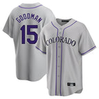 Silnrao  C.Rockies #15 Hunter Goodman Player Gray Game Home Stitched Jerseys