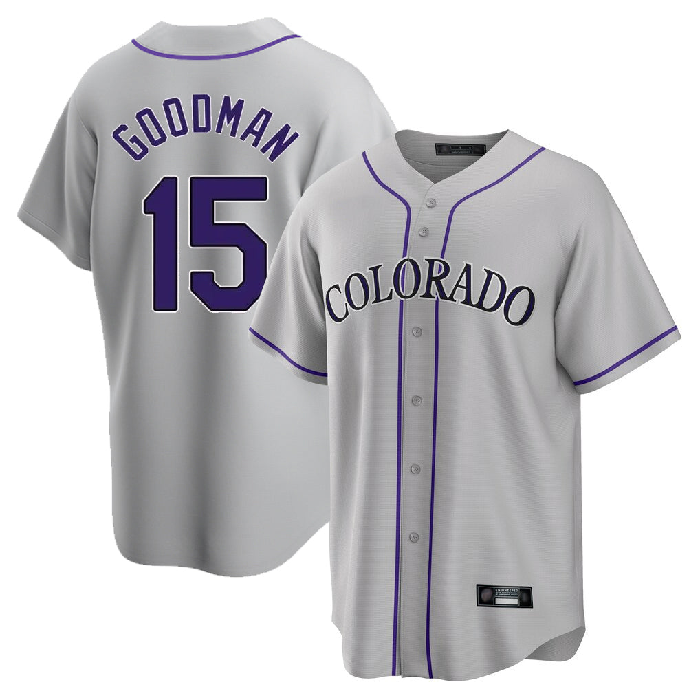 Silnrao  C.Rockies #15 Hunter Goodman Player Gray Game Home Stitched Jerseys