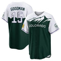 Silnrao  C.Rockies #15 Hunter Goodman Player Green City Connect Home Game Stitched Jerseys