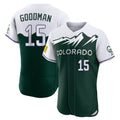 Silnrao C.Rockies #15 Hunter Goodman Player Green City Connect Limited Elite Home Stitched Jerseys