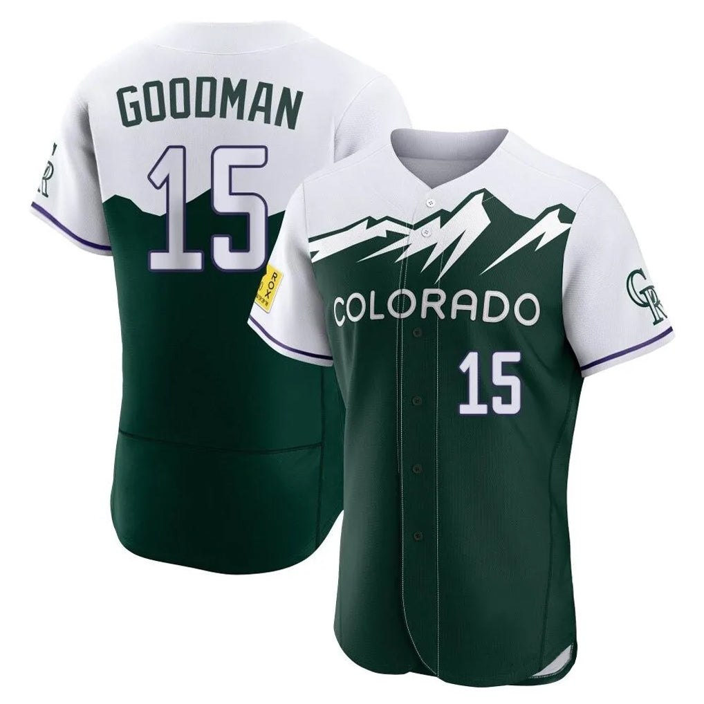 Silnrao C.Rockies #15 Hunter Goodman Player Green City Connect Limited Elite Home Stitched Jerseys