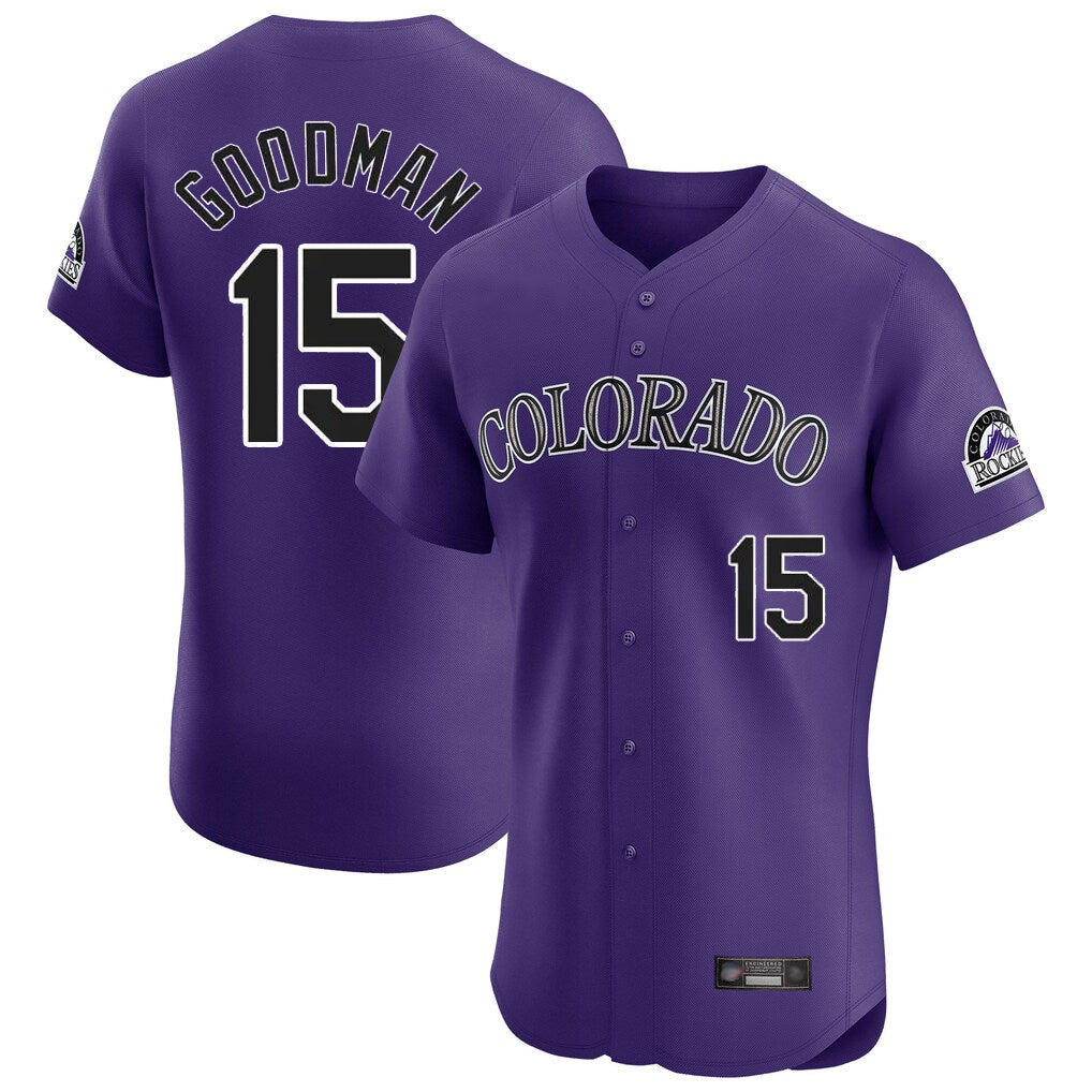 Silnrao C.Rockies #15 Hunter Goodman Player Purple Limited Elite Home Stitched Jerseys