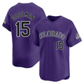 Silnrao  C.Rockies #15 Hunter Goodman Player Purple Limited Home Stitched Jerseys