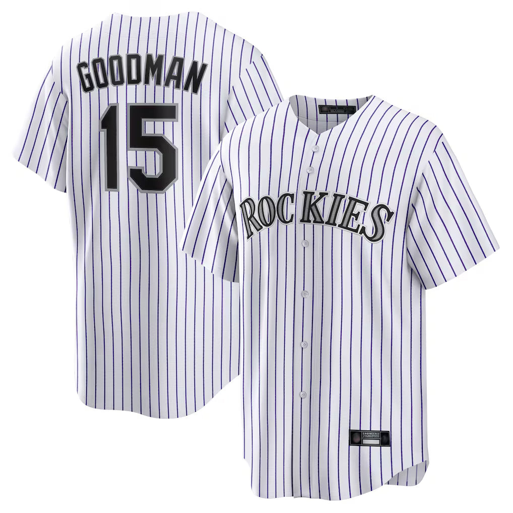 Silnrao C.Rockies #15 Hunter Goodman Player White Game Home Stitched Jerseys