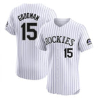 Silnrao C.Rockies #15 Hunter Goodman Player White Limited Elite Home Stitched Jerseys