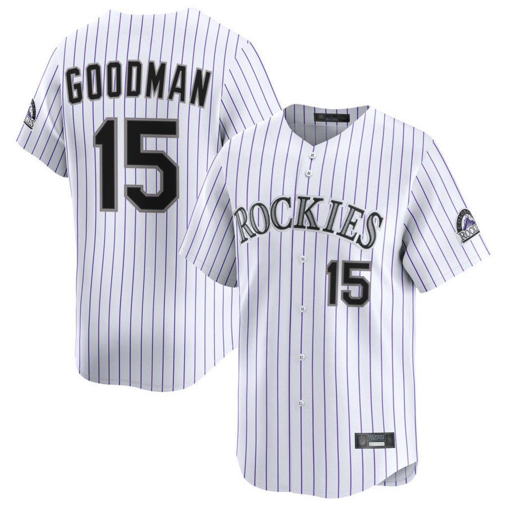 Silnrao  C.Rockies #15 Hunter Goodman Player White Limited Home Stitched Jerseys