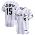 Silnrao  C.Rockies #15 Hunter Goodman Player White Limited Home Stitched Jerseys