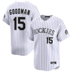Silnrao  C.Rockies #15 Hunter Goodman Player White Limited Home Stitched Jerseys