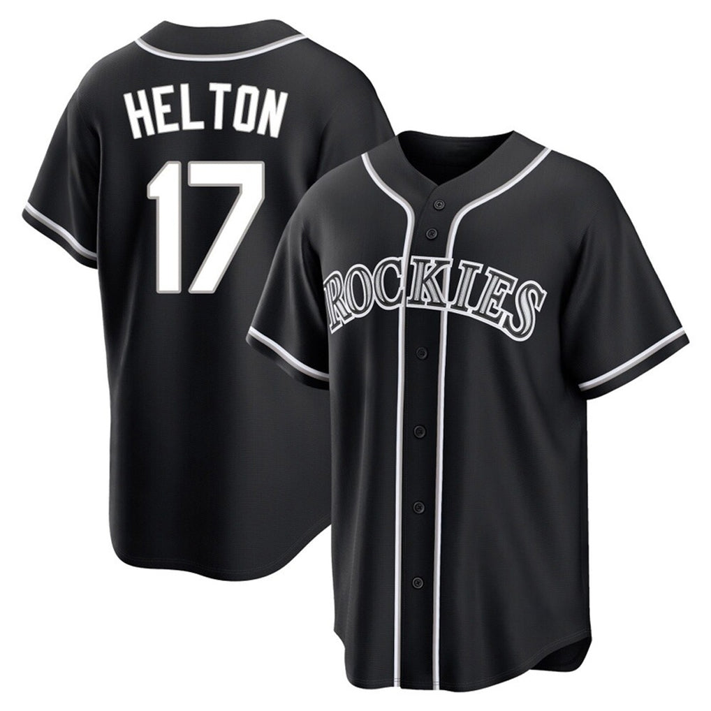 Silnrao  C.Rockies #17 Todd Helton Player Black Fashion Out Home Game Stitched Jerseys