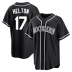 Silnrao  C.Rockies #17 Todd Helton Player Black Fashion Out Home Game Stitched Jerseys