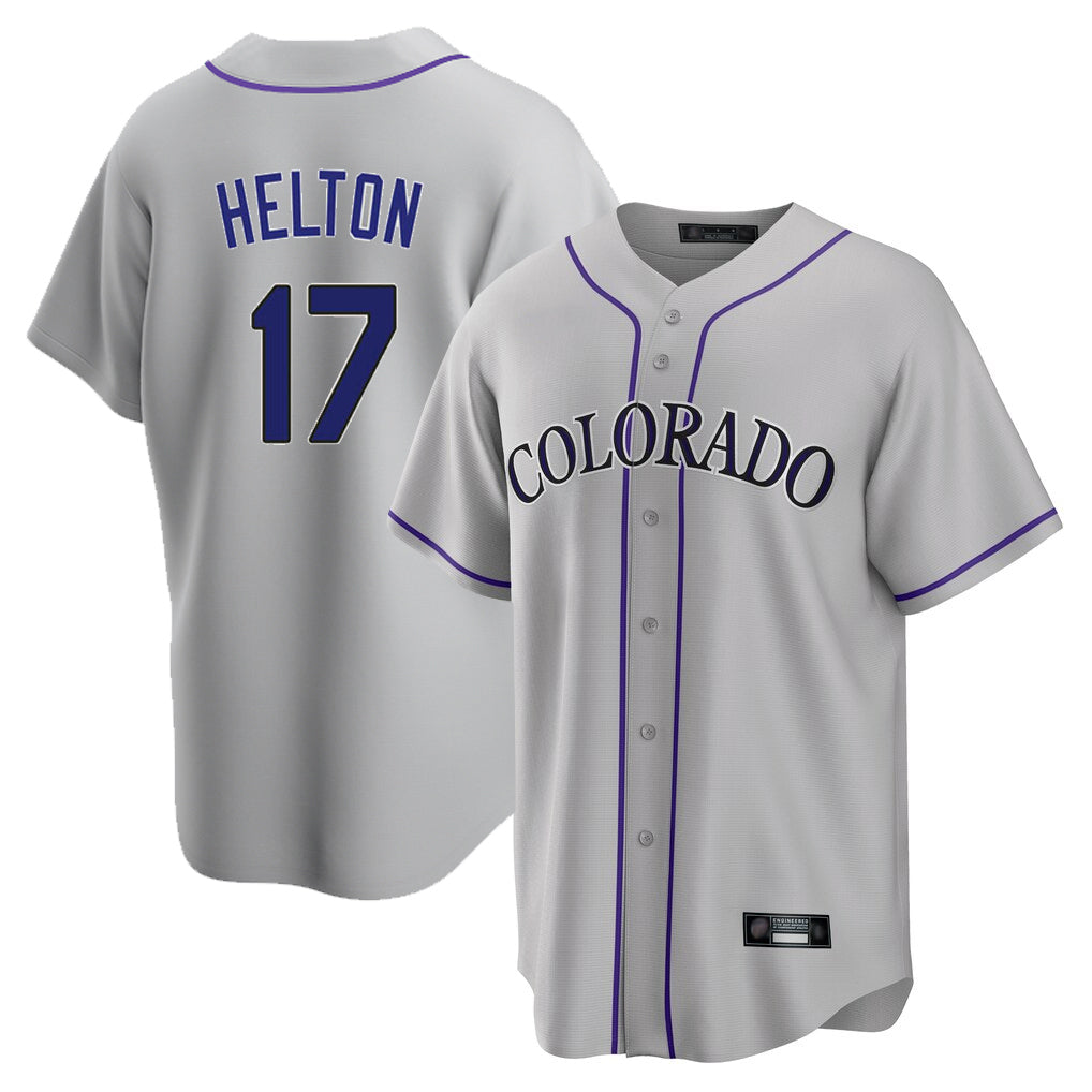 Silnrao  C.Rockies #17 Todd Helton Player Gray Game Home Stitched Jerseys